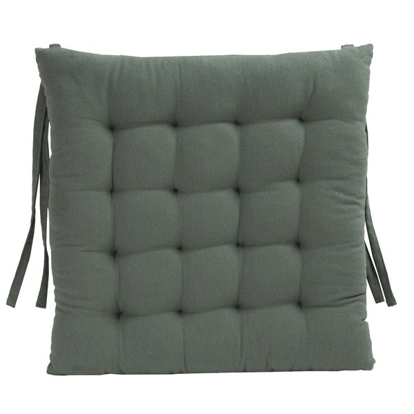 Galette de chaise coton recycle kaki 40x40cm