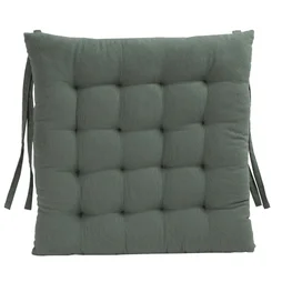 Galette de chaise coton recycle kaki 40x40cm