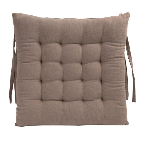 Galette de chaise coton recycle taupe 40x40cm