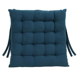 Galette de chaise coton recycle bleu 40x40cm