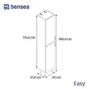 Colonne 2p l.35 x H.188.9 x P.31.8 cm blanc mat Easy 3