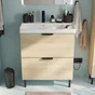 Meuble sous vasque 2t L.70cm x H.81.8cm x P.39.6cm effet chêne naturel Easy 3