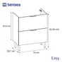 Meuble sous vasque 2t L.70cm x H.81.8cm x P.39.6cm effet chêne naturel Easy 3