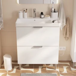 Meuble sous-vasque, 2t L.70cm x H.81.8cm x P.39.6cm blanc Easy 3