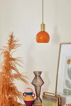 Suspension Arancia, verre, orange, diam.14.5 cm, E27