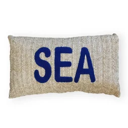 Coussin paille imprime 30x50cm sea