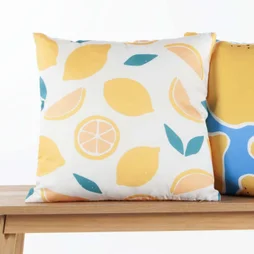 Coussin polycoton imprime 45x45cm limonade