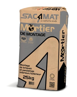 Mortier empreinte carbone réduite, prêt à l'emploi gris SACAMAT, 25 kg