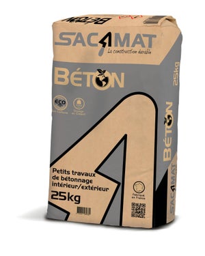 Béton empreinte carbone réduite, prêt à l'emploi SACAMAT, 25 kg
