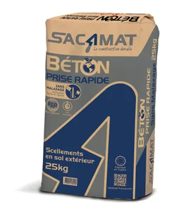 Béton à empreinte carbone réduite, prise rapide SACAMAT, 25 kg
