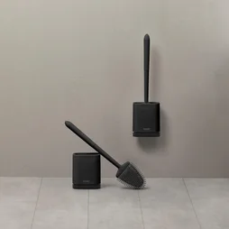 Pot avec brosse WC intégrée noir adhésif Silicone TATAY