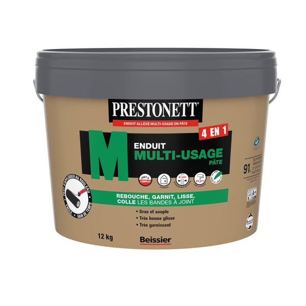 Enduit multifonction en pâte 4 en 1 PRESTONETT blanc 12 kg