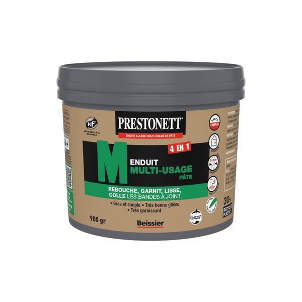 Enduit multifonction en pâte 4 en 1 PRESTONETT blanc 900 g