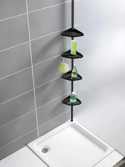 Etagère de bain / douche d'angle télescopique noir à encastrer Compact