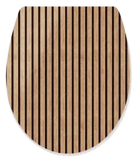 Abattant WC frein de chute marron décor tasseaux