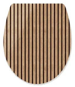 Abattant WC frein de chute marron décor tasseaux