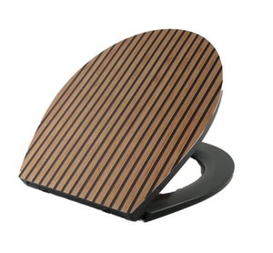 Abattant WC frein de chute marron décor tasseaux