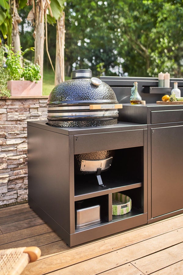 Support kamado acier ferme noir