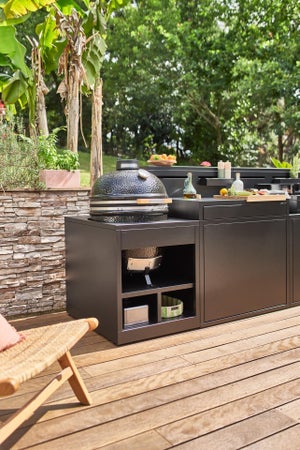 Support kamado acier ferme noir