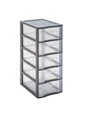 Tour de rangement plastique A4 Tag Tower 5 tiroirs transparents - gris
