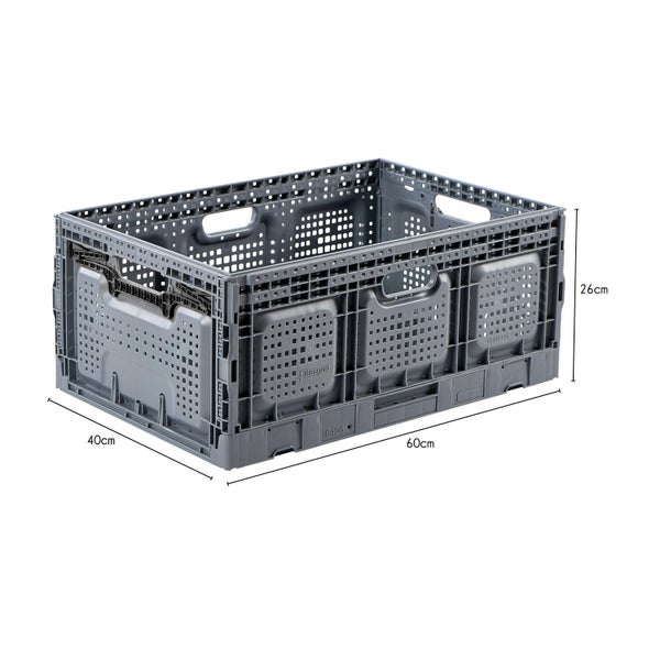 Casier pliant pro BOX & BEYOND gris, 62L, l.40 x P.60 x H.26 cm