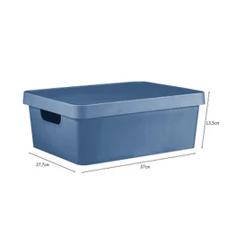 Boîte déco bleu, 11L, H.13.5 x l.27.7 x P.37 cm