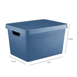 Boîte déco bleu, 17L H.21.8 x l.27.7 x P.37 cm