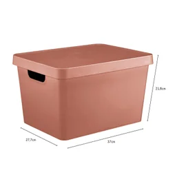 Boîte déco terracotta, 17L, H.21.8 x l.27.7 x P.37 cm