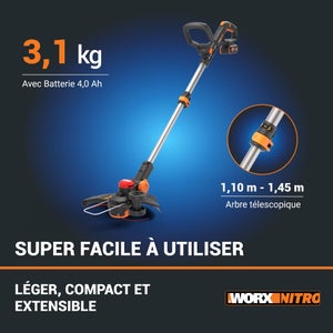 Coupe-bordures sur batterie WORX Wg173e 20 V, l.33 cm