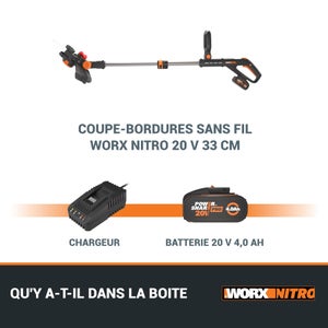 Coupe-bordures sur batterie WORX Wg173e 20 V, l.33 cm