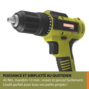 Perceuse visseuse sans fil 20 V ESSENTIAL Es118, 45 Nm + 1 batterie 2Ah