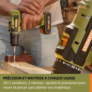 Perceuse visseuse sans fil 20 V ESSENTIAL Es118, 45 Nm + 1 batterie 2Ah