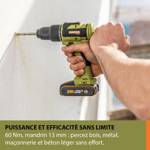 Perceuse a percussion 20 V ESSENTIAL Es360, 60 Nm + 2 batteries 1x4Ah, 1x2Ah
