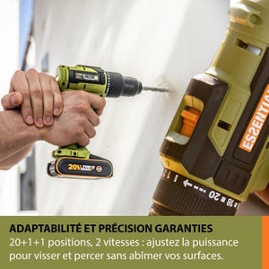 Perceuse a percussion 20 V ESSENTIAL Es360, 60 Nm + 2 batteries 1x4Ah, 1x2Ah