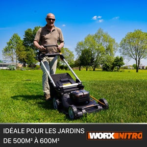 Tondeuse sur batterie WORX Wg749e.2 40 V, l.46 cm