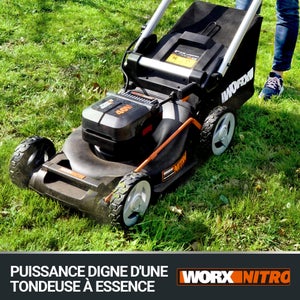 Tondeuse sur batterie WORX Wg749e.2 40 V, l.46 cm