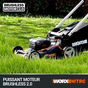 Tondeuse sur batterie WORX Wg749e.2 40 V, l.46 cm