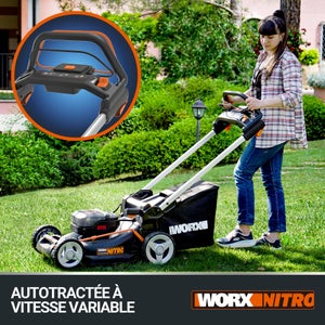 Tondeuse sur batterie WORX Wg749e.2 40 V, l.46 cm