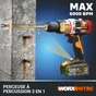 Perceuse à percussion 20 V WORX Wx354.5, 60 Nm + 2 batteries 4Ah