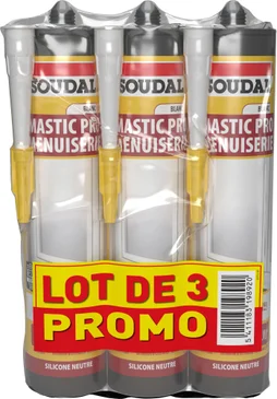 Lot de 3 silicones menuiserie coloris blanc - 280 ml
