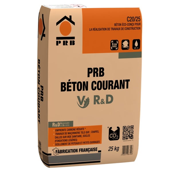 Béton prêt à l'emploi V R&D, PRB, 25 kg