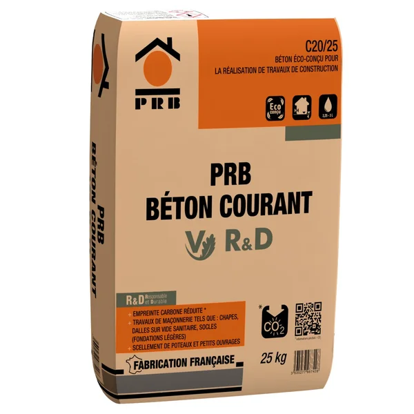 Béton prêt à l'emploi V R&D, PRB, 25 kg