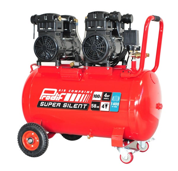 Compresseur 100L 4CV 8 bars silencieux sans huile SIL1004 PRODIF