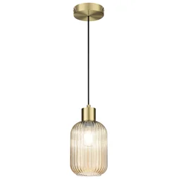 Suspension Dipsy E27 D14 laiton/verre ambre INSPIRE