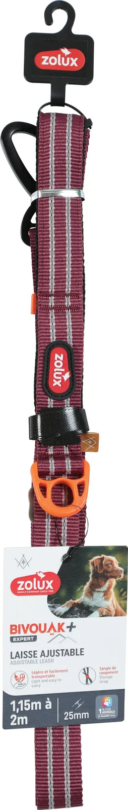 Laisse chien regla 1,15-2m bivouak ZOLUX rouge