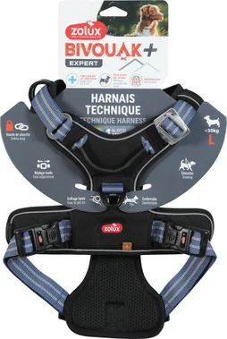 Harnais chien bivouak zolux bleu l