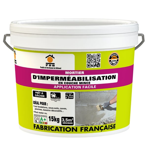 Mortier colle d'imperméabilisation 15kg, gris, PRB