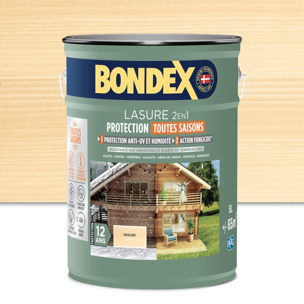 Lasure BONDEX 12 ans incolore satiné 5L