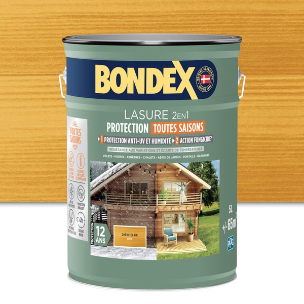 Lasure BONDEX 12 ans chêne clair satiné 5L