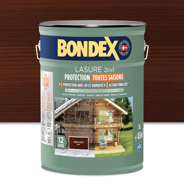 Lasure BONDEX 12 ans chêne fonçé satiné 5L